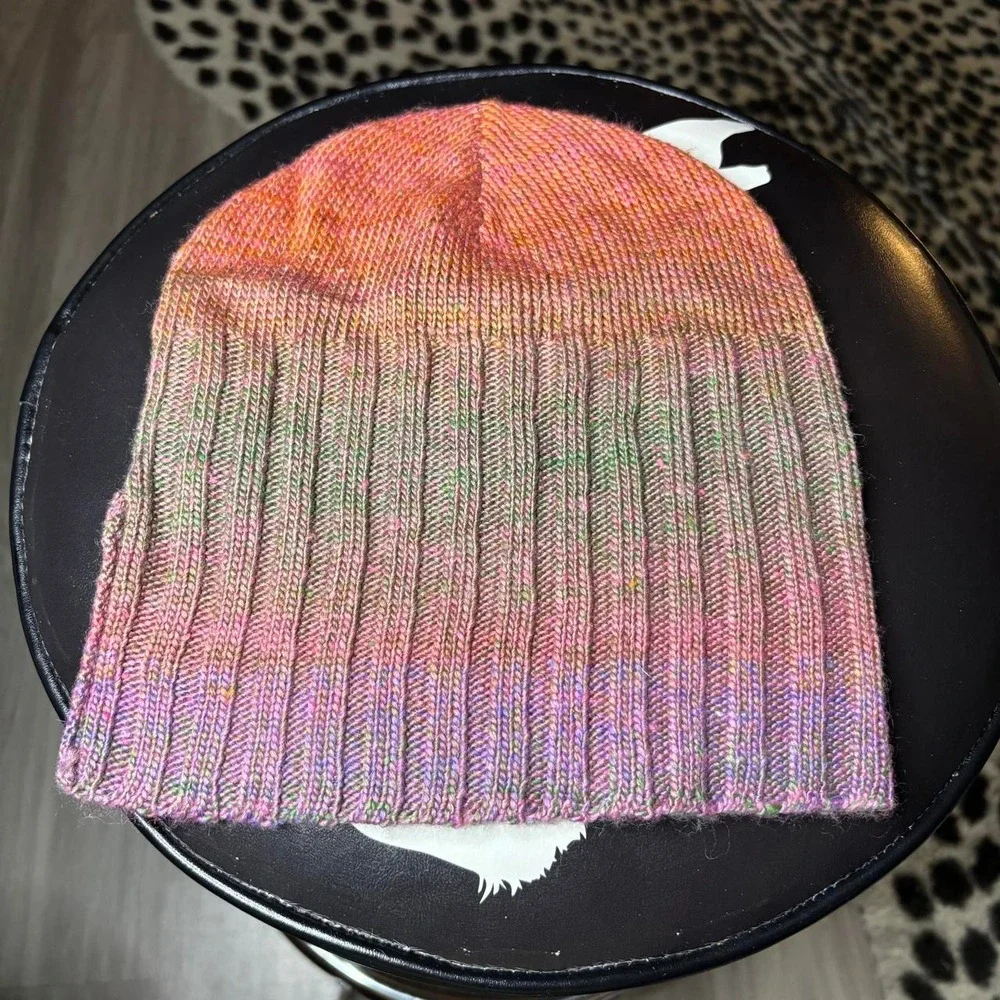 Vintage 90s Coldwater Creek Pastel Rainbow Knit Beanie 🌿